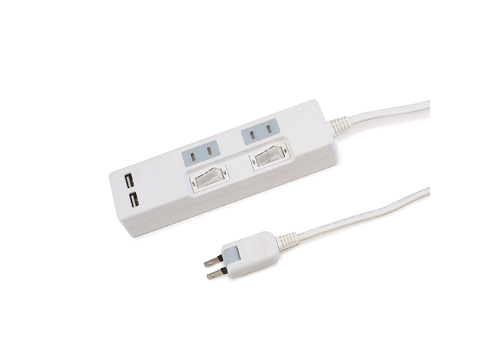 USB充電ポート付電源タップ コンセント2口＋USBポート2口（合計2.4A）---STP2UA2W-2