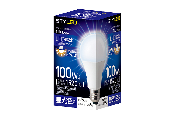 LED電球 E26口金 密閉器具対応 100W相当 1520lm 昼光色---HA15T26D1