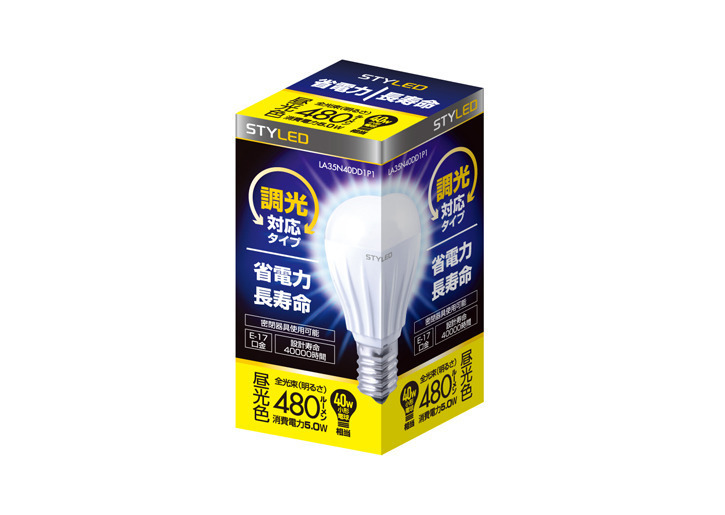 LED電球　E17口金　調光　40W相当　昼光色 【生産終了】