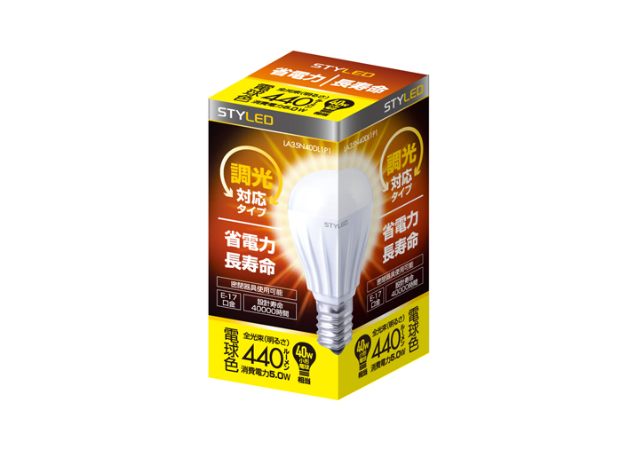 LED電球　E17口金　調光　40W相当　電球色