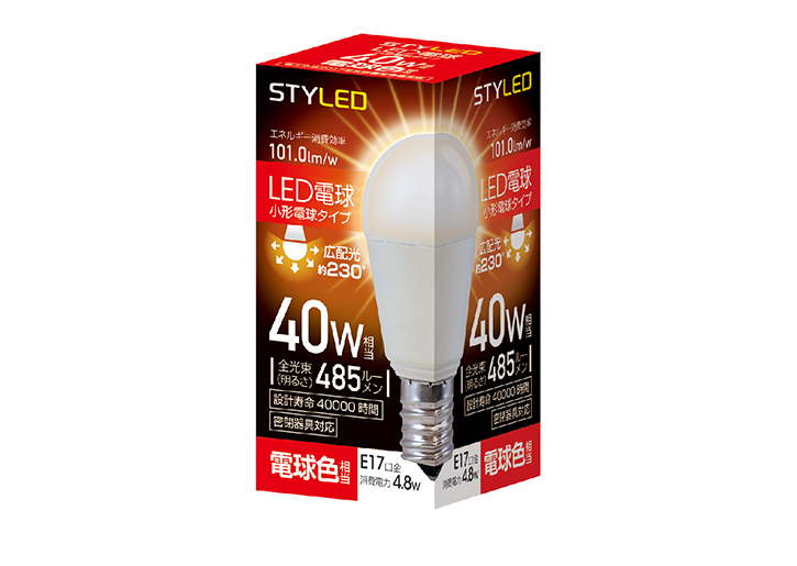 LED電球 E17口金 密閉器具対応 40W相当 485lm 電球色---HA4T17L1