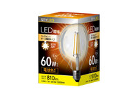 LED電球 E26口金 クリア電球タイプ 60W相当 810lm ボール形 電球色---HDGC60L1