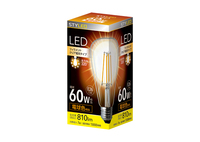 LED電球 E26口金 クリア電球タイプ 60W相当 810lm ST64形 電球色---HDFC60L1