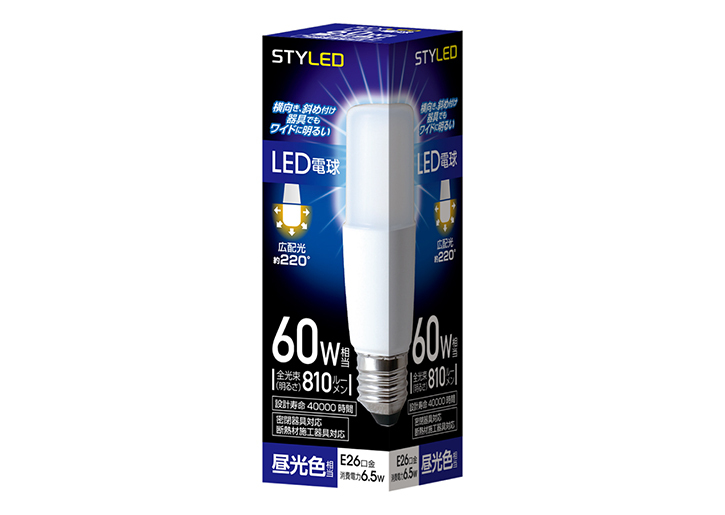 LED電球 E26口金 T形 60W相当 810lm 昼光色---HDT60D1