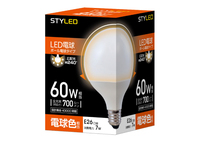 LED電球 E26口金 ボール電球タイプ 60W相当 700lm  電球色---HDG60L1