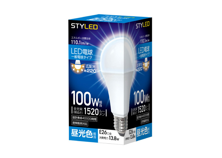 LED電球 E26口金 密閉器具対応 100W相当 昼光色---HA15T26DS1