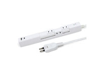 USB充電付 回転式スリム電源タップ AC4口＋USB2ポート 電源コード2ｍ ホワイト---PTRP4CAW-2