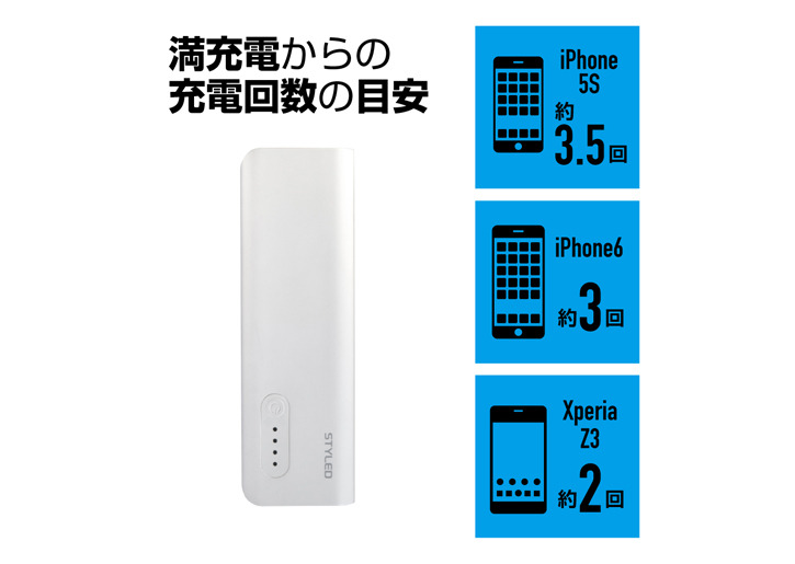 7800mAh モバイルバッテリー ホワイト【生産終了】 | STYLED